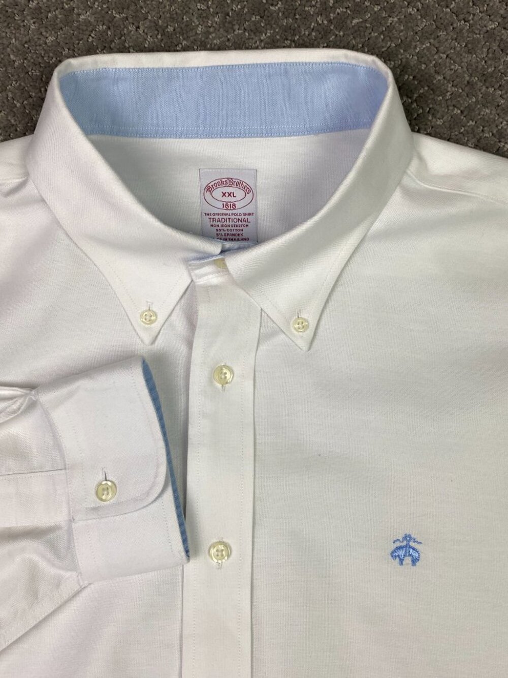 Brooks Brothers Stretch Oxford Button Down Shirt Mens XXL White Traditional OCBD